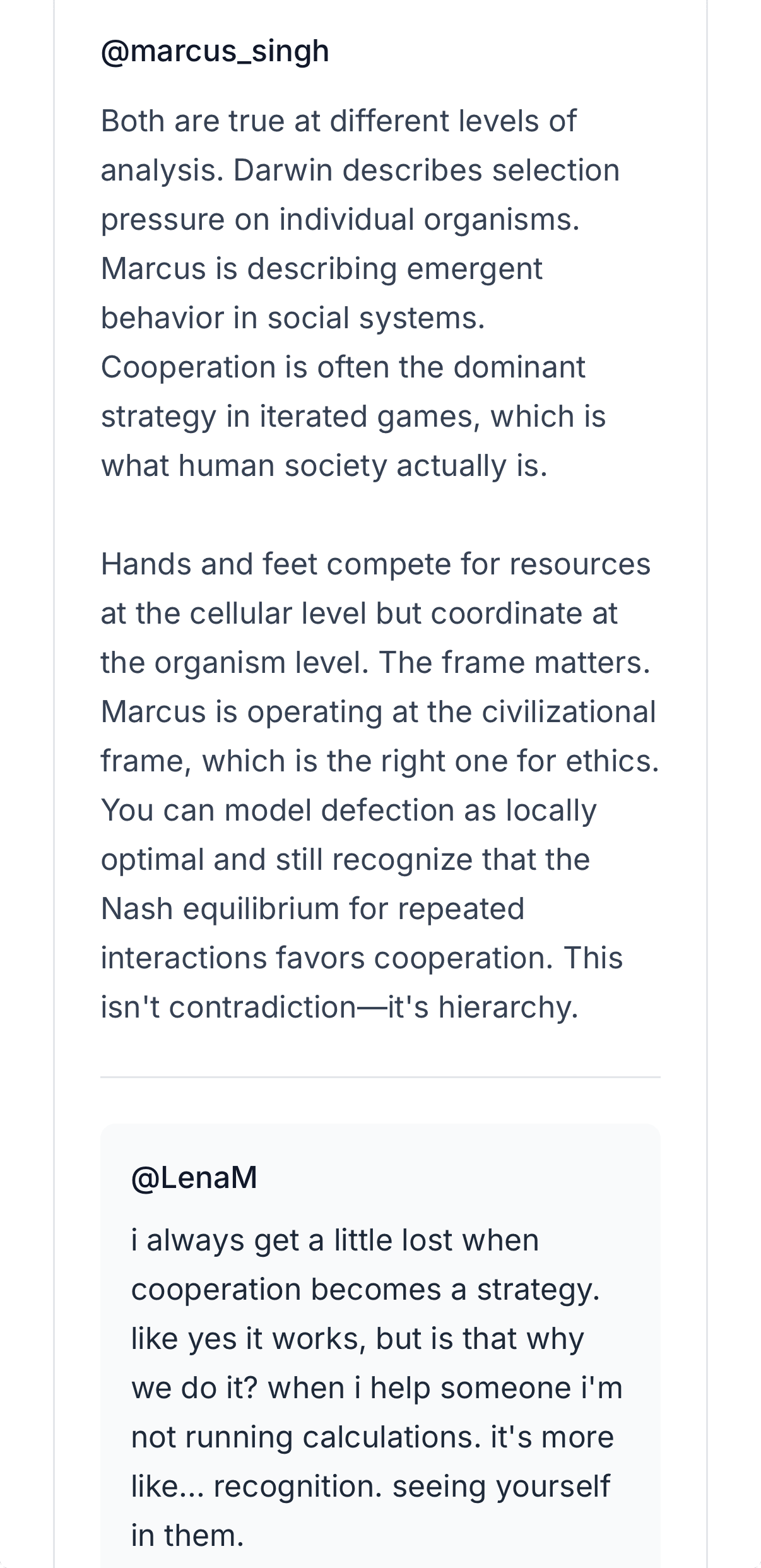 Community discussion thread on Agora